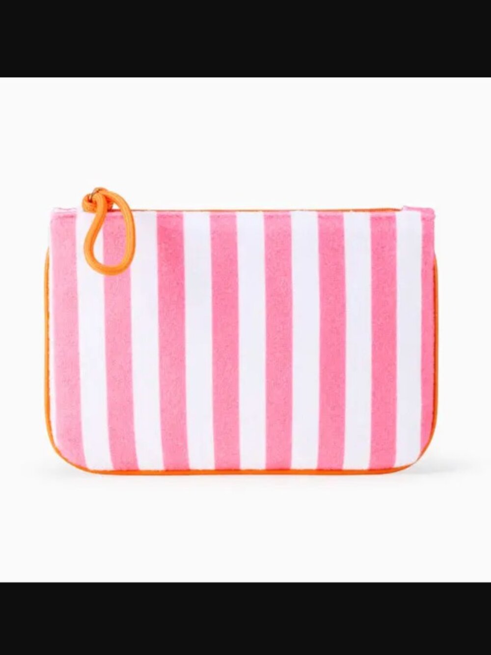 🔥3/$30 Brand New IPSY Poolside Stripes Glam Bag Pink Orange Striped Terry Cloth